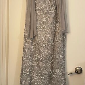 SL Fashions Silver Satin Dress